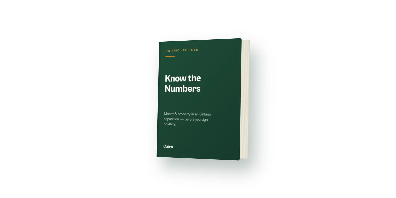 Know the Numbers workbook for men in Ontario, open on a desk