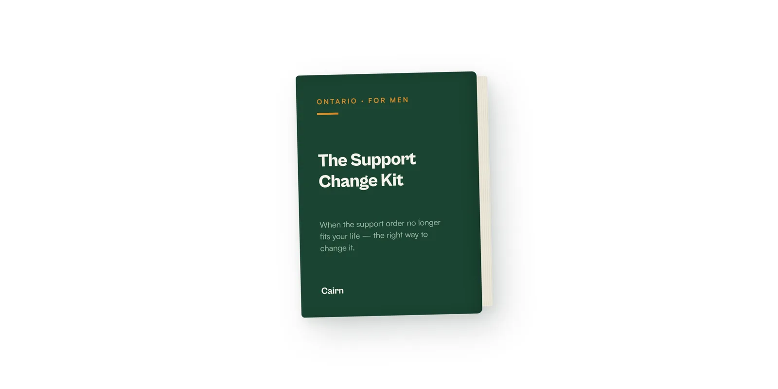 The Support Change Kit workbook for men in Ontario, open on a desk